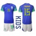 Tanie Strój piłkarski Brazylia Fabinho #15 Koszulka Wyjazdowej dla dziecięce MŚ 2022 Krótkie Rękawy (+ szorty)